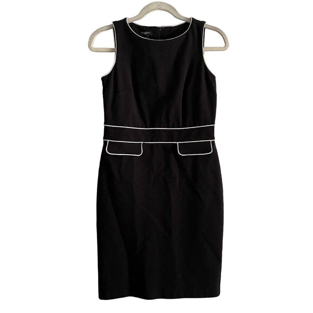 Talbots Black Sleeveless Dress with White Trim - Picture 2 of 7